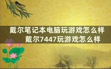 戴尔笔记本电脑玩游戏怎么样 戴尔7447玩游戏怎么样